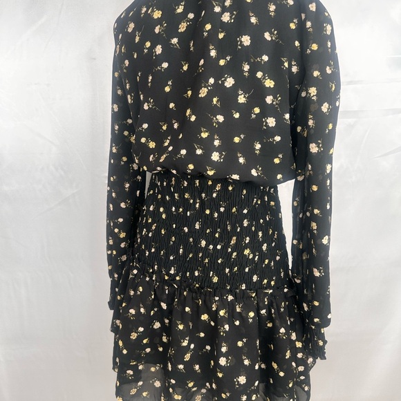 Speed Control Black Floral Dress with gathered waist and high neckline size XL - Picture 8 of 13